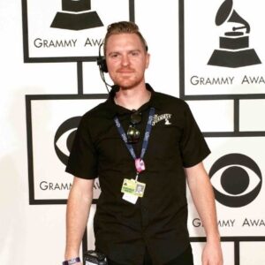 Jason Waufle working production at the Grammys