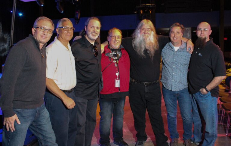 Mark Johnson with representatives from Full Sail, Meyer Sound, and members of Metallica's sound team